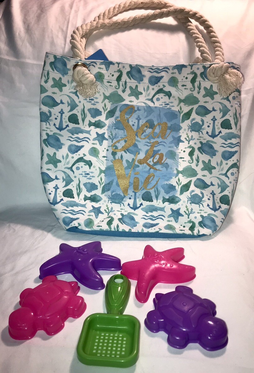 シー ラビー トートバッグ SEA LA VIE HONOLULU TOTE Sea LaVie Under The Ocean Canvas Blue Beach Tote Travel Bag
