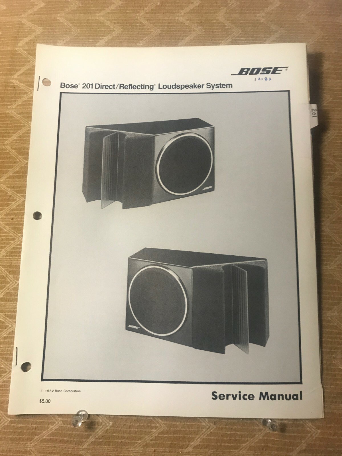 ORIGINAL BOSE- 201 DIRECT/REFLECTING SPEAKERS - SERVICE MANUAL & SCHEMATIC D1186