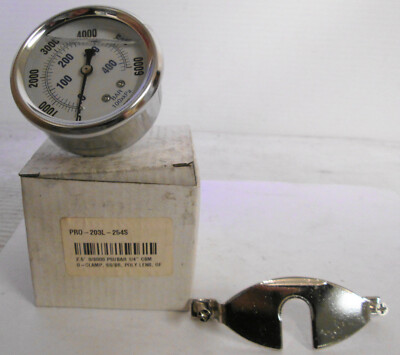 #ad #ad Unbranded Pro 203L 254S Pressure Gauge with U Clamp 2 1 2quot; LF 1 4quot; CBM 0 6000PSI $18.29