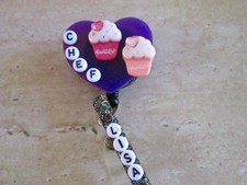ID BADGE RETRACTABLE REEL MAGNET OR CLIP,CUPCAKE,CHEF,COOK PEDIATRIC,NURSE,ICU