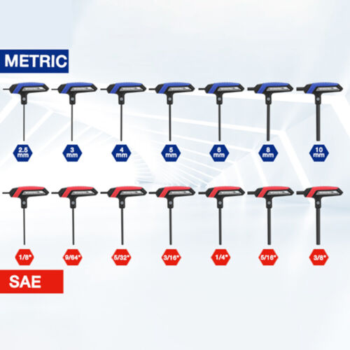 WORKPRO 14PC T-Handle Allen Wrench Set Metric/SAE T Handle Hex Key Long Wrenches - Picture 2 of 12