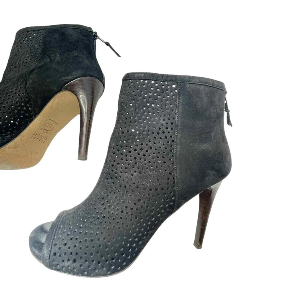 Stuart Weitzman black peep toe booties mesh cutout heels - Image 3 of 4