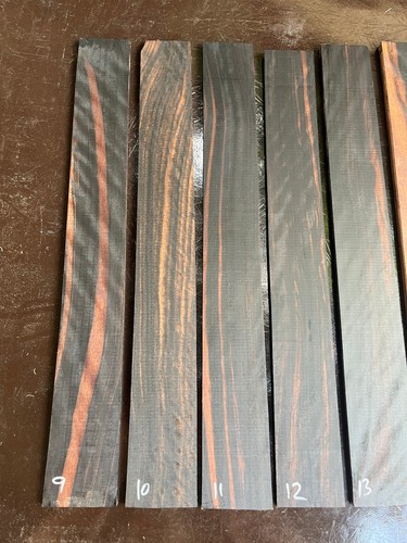 FIGURED INDIAN EBONY guitar fingerboard fretboard 527-540 x 70/60 x 7-8mm - Picture 10 of 15