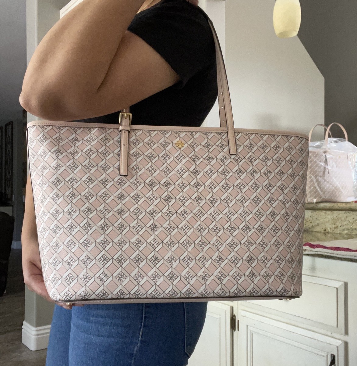 New Tory Burch Geo Large Tote Pink | eBay