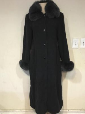 Marvin Richards Women's Winter Church fox fur Wool &Cashmere long