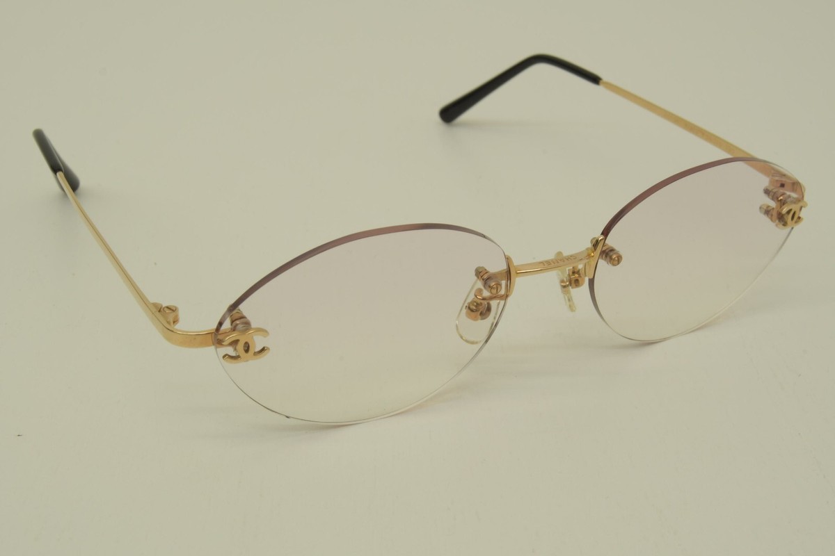 Authentic Chanel Sunglasses 54 19 130 Gold 18k GP Rimless