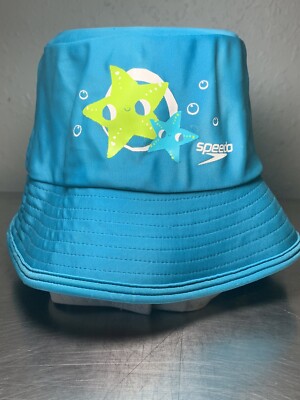 Speedo Boys Or Girls Sun/Swim Cap Hat with Chin Strap UV50+ Block the Burn