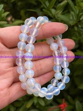 2Pcs 8mm Natural White Opal Round Gemstone Beads Stretch Bracelet 7.5 Inch