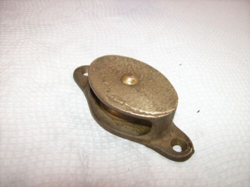 Vintage BRONZE DECK PULLEY BLOCK Sailboat 3-1/8", for 1/4" Line, Wire? Sheave 1"