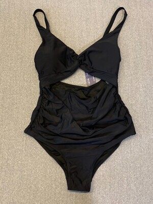 Summer Mae Cut Out Swimsuit Womens size S/M** Black Classic High Cut Slimming