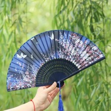 Femmes Soie Mélange Pliage à Main Éventail Chinois Japonais Floraison Danse Show