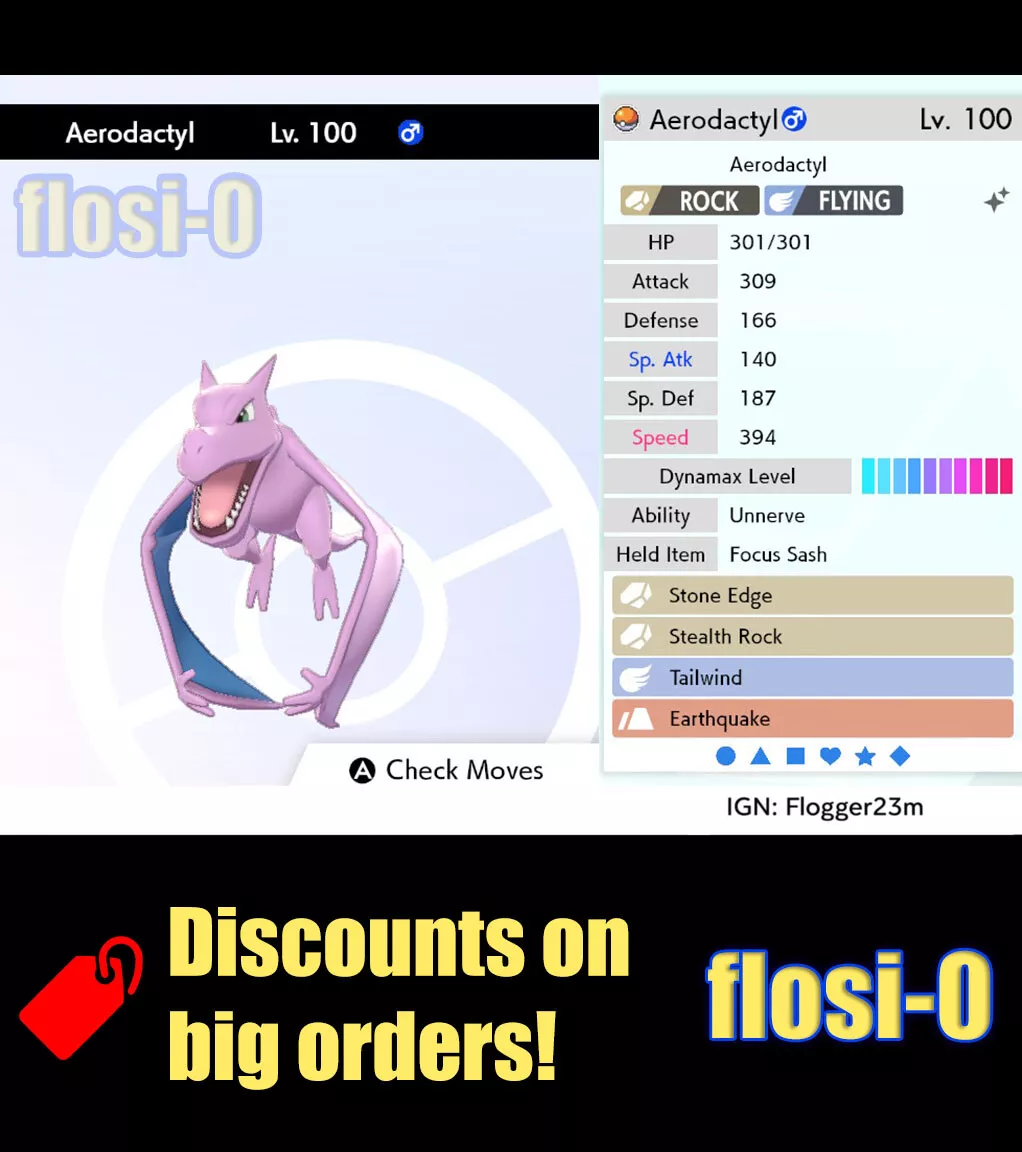 Ultra Shiny 6IV AERODACTYL // Pokemon Sword and Shield // 