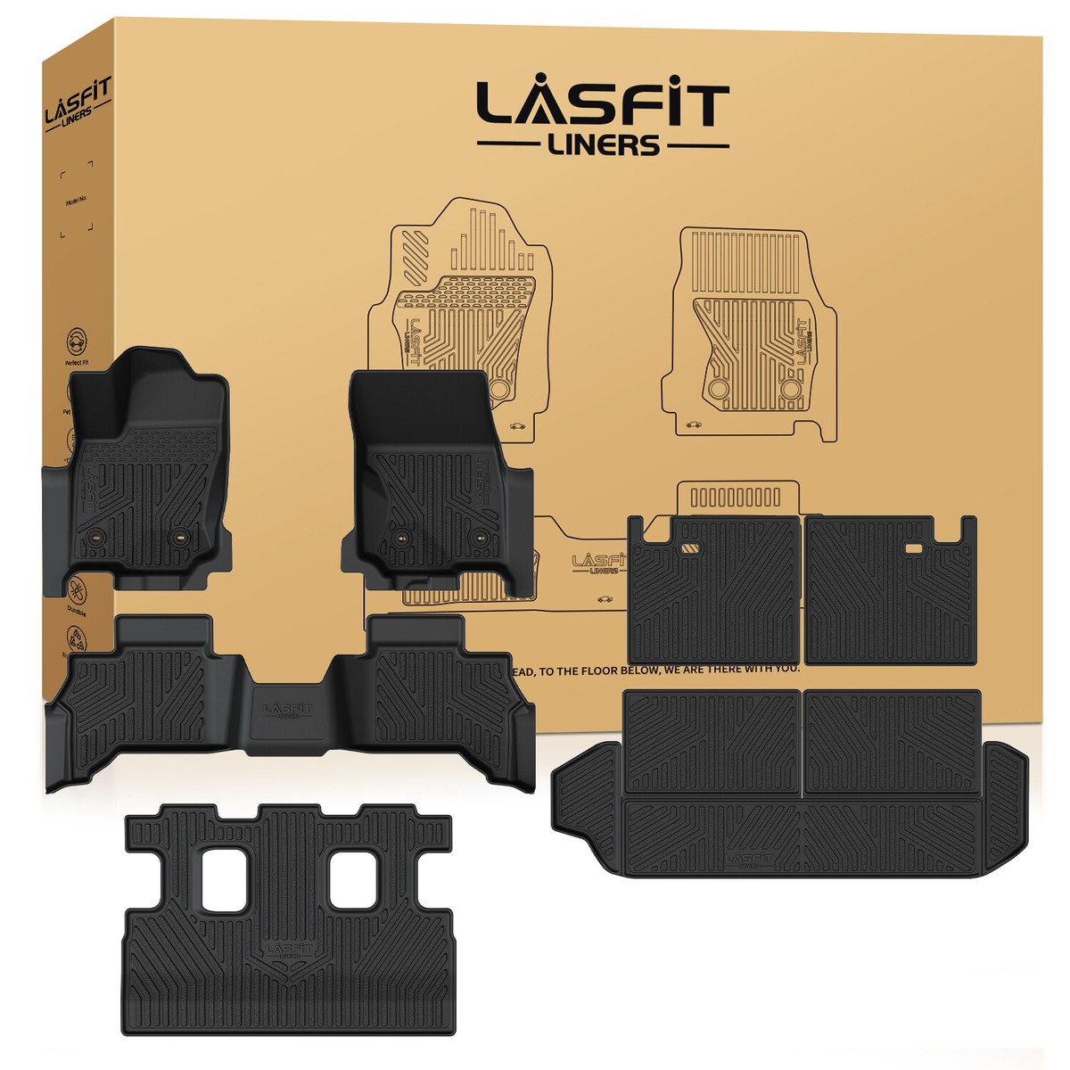 YonMeoo Tappetini Auto In TPE Per Toyota 4Runner 2025 7 Posti - Set Completo Con Fodero Baule E Schienale, Antiscivolo, Universale - 3