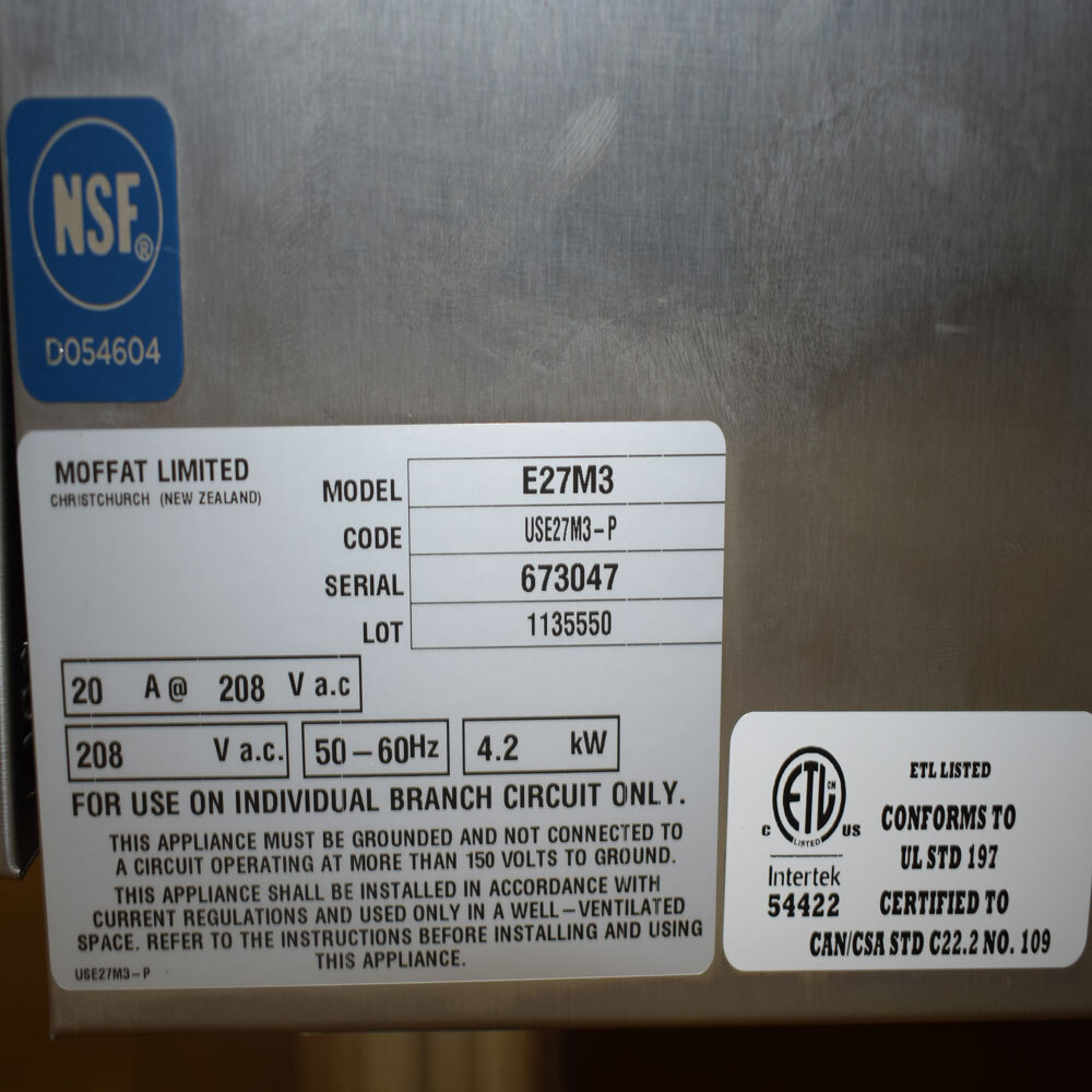 Moffat Limited E27M3 TurboFan Convection Oven 4.0kW 240VAC 31.89" x 30" x 23.9"