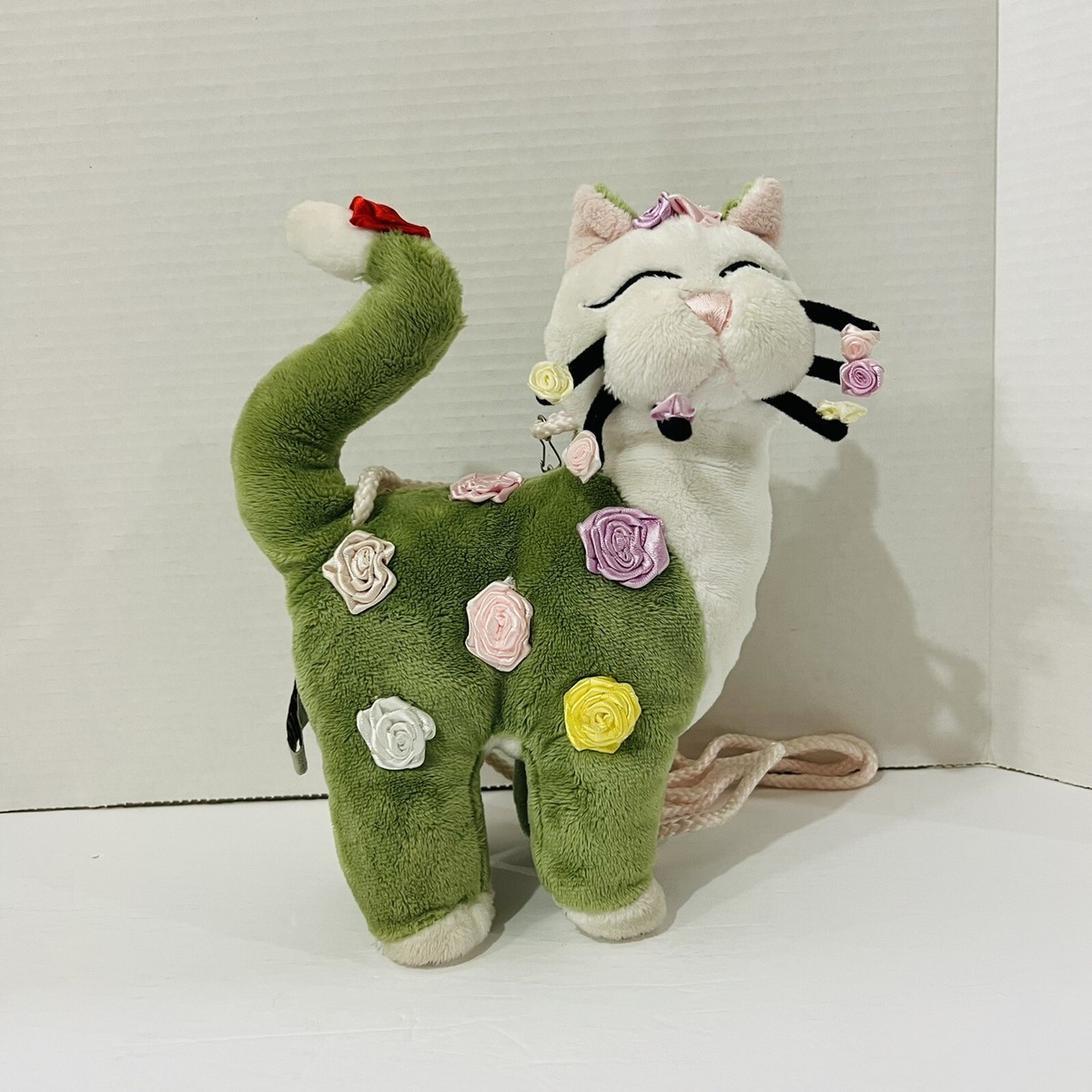 Whimsy Clay ROSETTE Plush Cat Amy Lacombe GREEN Embroidered