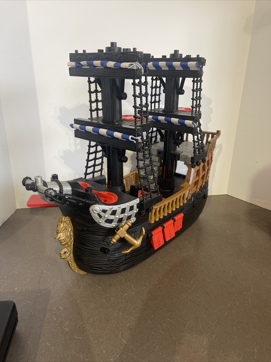 2006 Fisher Price Imaginext Black/Red Pirate Ship -Blue White