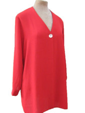 Vintage Richards Semi Sheer Long Red Shirt Blouse Jacket Coat Cardigan Shacket M