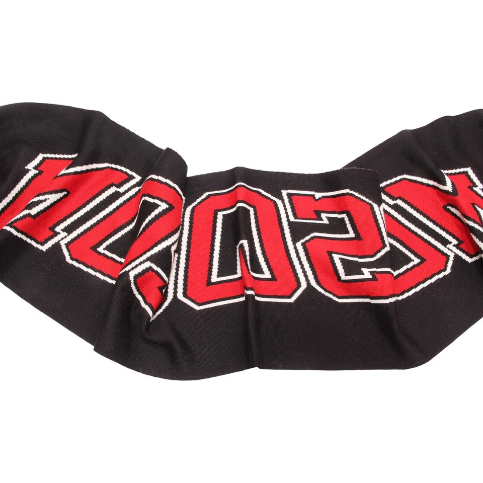 8643AQ sciarpa uomo MOSCHINO 男士羊毛混纺围巾黑色/红色 — 第 3/4 张图片