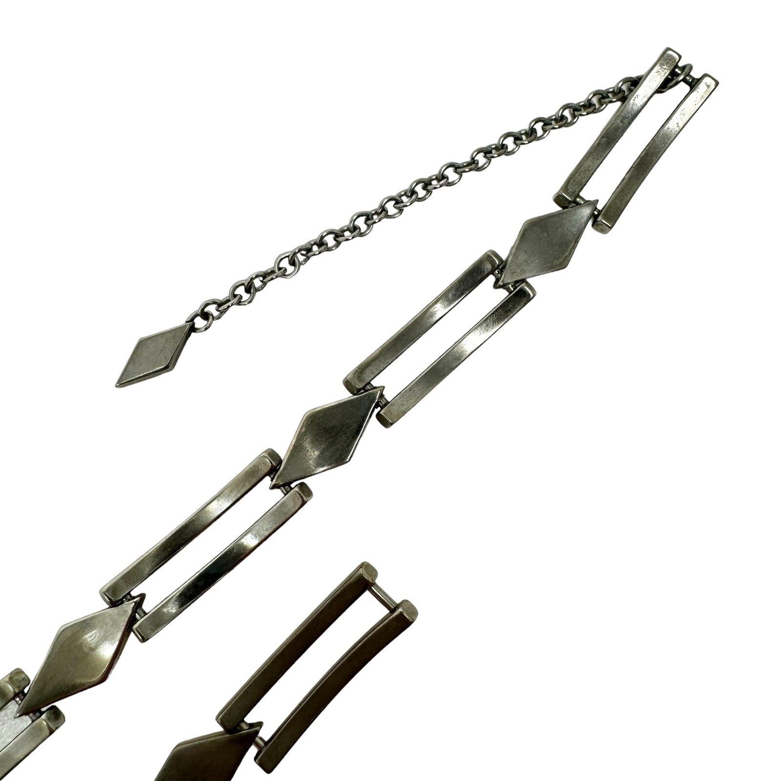 Vintage Silver Tone Curved Rectangular Link Neckl… - image 15
