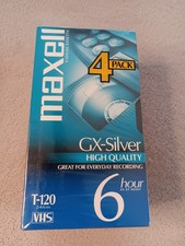 Maxell GX-Silver T-120 6 hour Blank VHS Video Cassette Tapes 4 PACK HIGH QUALITY
