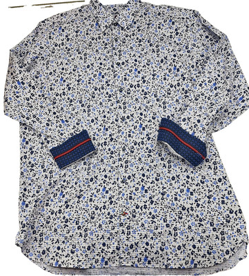 Luchiano Visconti Black Long Sleeve Dress Flip Cuff Men's 2XLT Floral Designer