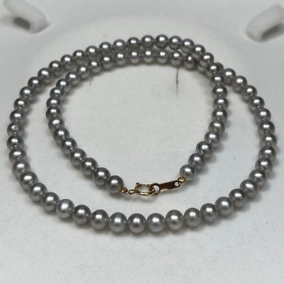 K18 Akoya Perlenkette 5,5 mm blau grau 43 cm 16 g authentisch