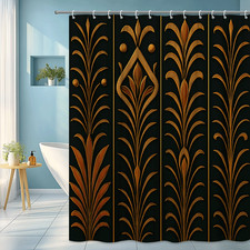 Elegant Floral Pattern Shower Curtain in Black and Gold