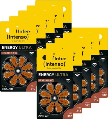 80 Intenso Ultra Hearing Aid Typ 312 Zink-Luft Hörgerätebatterien im 8er Blister