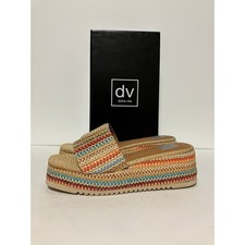 NWT Dolce Vita Womens Peggie Slides 7.5 Rainbow Woven Platform Sandals