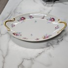 Bassett Oval Ceramic Platter Floral Pattern with Gold-Tone Handles Glossy — photo 8