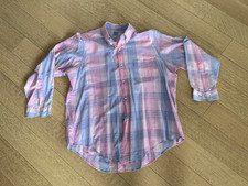 Mercer and Sons Pink Blue Plaid Button Down Shirt 18 - 34 Made in The USA XXL