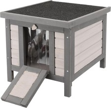 Insulated Outdoor Cat House Weatherproof Cat Home W/ Raised Floor Hinged Asphalt
