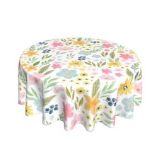 Spring Summer Tablecloth 70 Inch Round, Watercolor Leaf 70" Round Floral