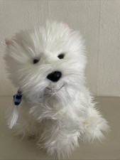 VTG RUSS Fluff White West Highland Terrier Westie Plush Dog 9 w/ Scarf