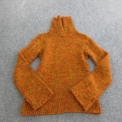 Philippe Adec Sweater Womens S Orange Mohair Turtleneck Chunky Knit Pullover