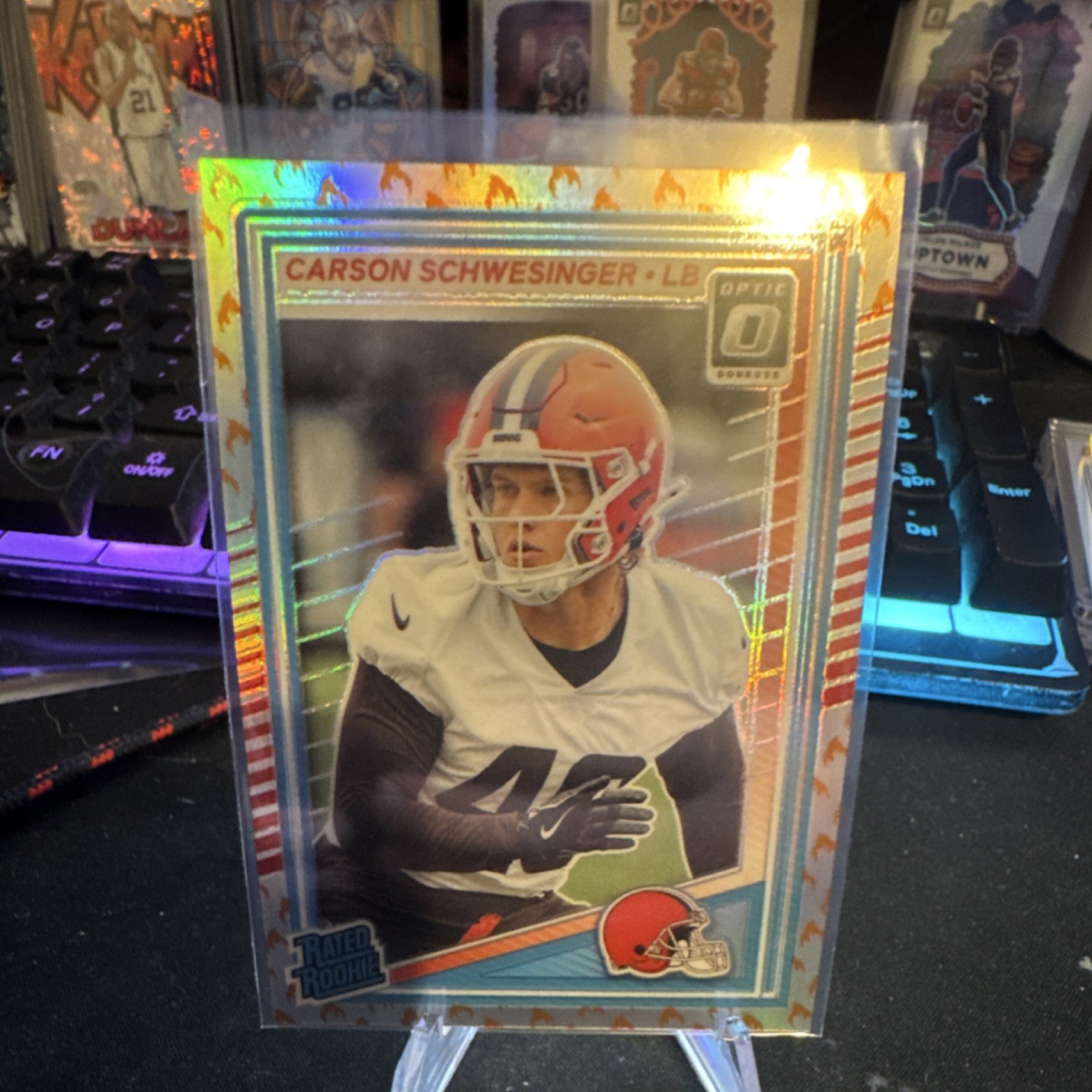 2025 Panini Donruss Optic Carson Schwesinger fire emoji #217 Browns