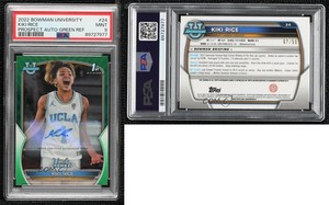 2022 Bowman U Chrome Prospect Green Refractor /99 Kiki Rice #24 PSA 9 MINT Auto
