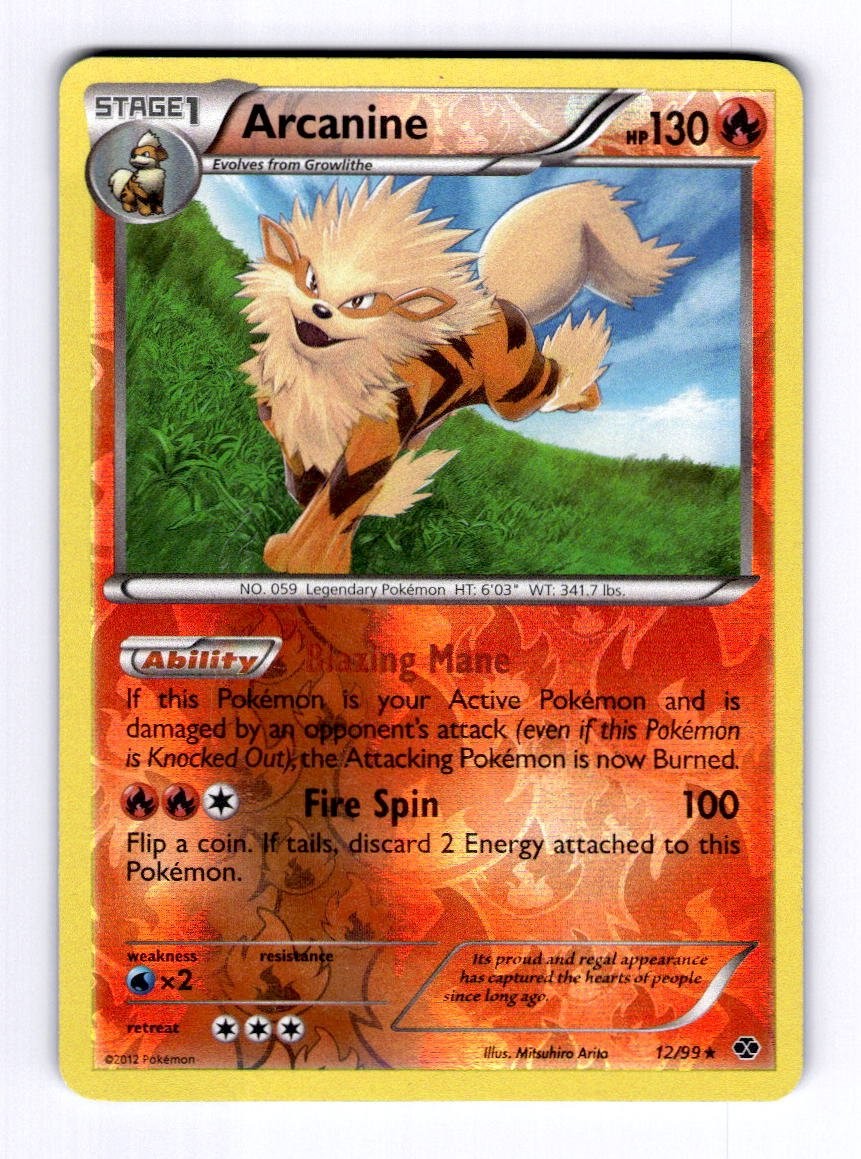 Arcanine (12) Next Destinies #12 (2012) Rare Reverse Holo NM Pokemon