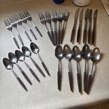 MCM 25pc VTG Ekco Eterna Forged Stainless Steel Japan Canoe Handle Flatware Set