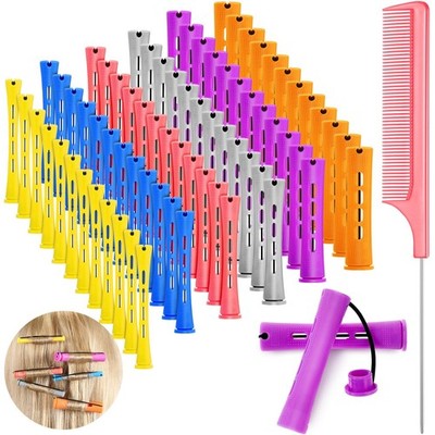 WILLBOND 72 Pieces Hair Perm Rods Set, Short Plastic Perming Long, 6 Colors