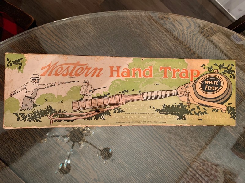 VINTAGE WESTERN HAND TRAP WITH ORIGINAL BOX