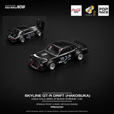 Pop Race 1/64 Skyline GT-R Drift (Hakosuka) - Coca Cola Zero JP Black Chrome