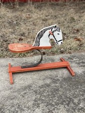 Antique Metal  Wood Primitive Bouncy Horse Toy