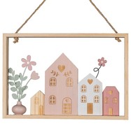 DekohäNger Farbenfrohe HäUser Im Rahmen 30X20Cm Aus Holz Formano F25