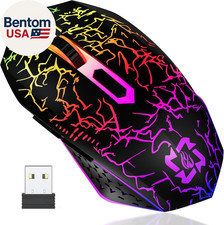 Bluetooth Wireless Gaming Mouse, 2.4G Cordless RGB Rechargeable PC Game Mouse, B