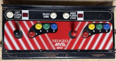 SNK Neo Geo Arcade Control panel with Displays, Buttons, Joysticks, and Harness