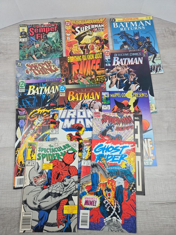 Comic Book Lot Of 15 Spiderman, Ravage, Superman,Batman, Iron Man, + More