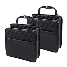 Car Back Seat Organizer, Hanging PU Leather Car Storage Bag, Black 2Pack 