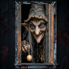 Scary Halloween Window Cover Banner 31.5x47.3In Polyester