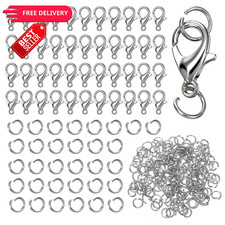 300PCS Stainless Steel Lobster Claw Clasps for Necklace Bracelet Silver